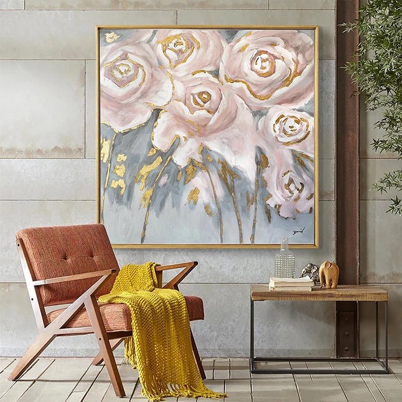 

Light Luxury hand-painted Oil Painting The Living Room Restaurant Decorative Flower Paintings Wall