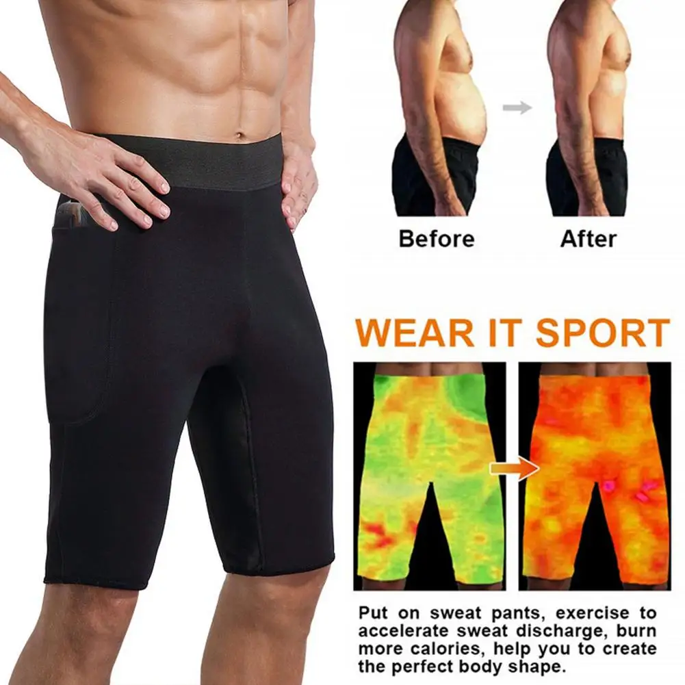 2021 New Men Weight Loss Sauna Sweat Pants Short Workout Gym Pants Slimming Shorts Neoprene Hot Sweat Thermo Body Shaper Running