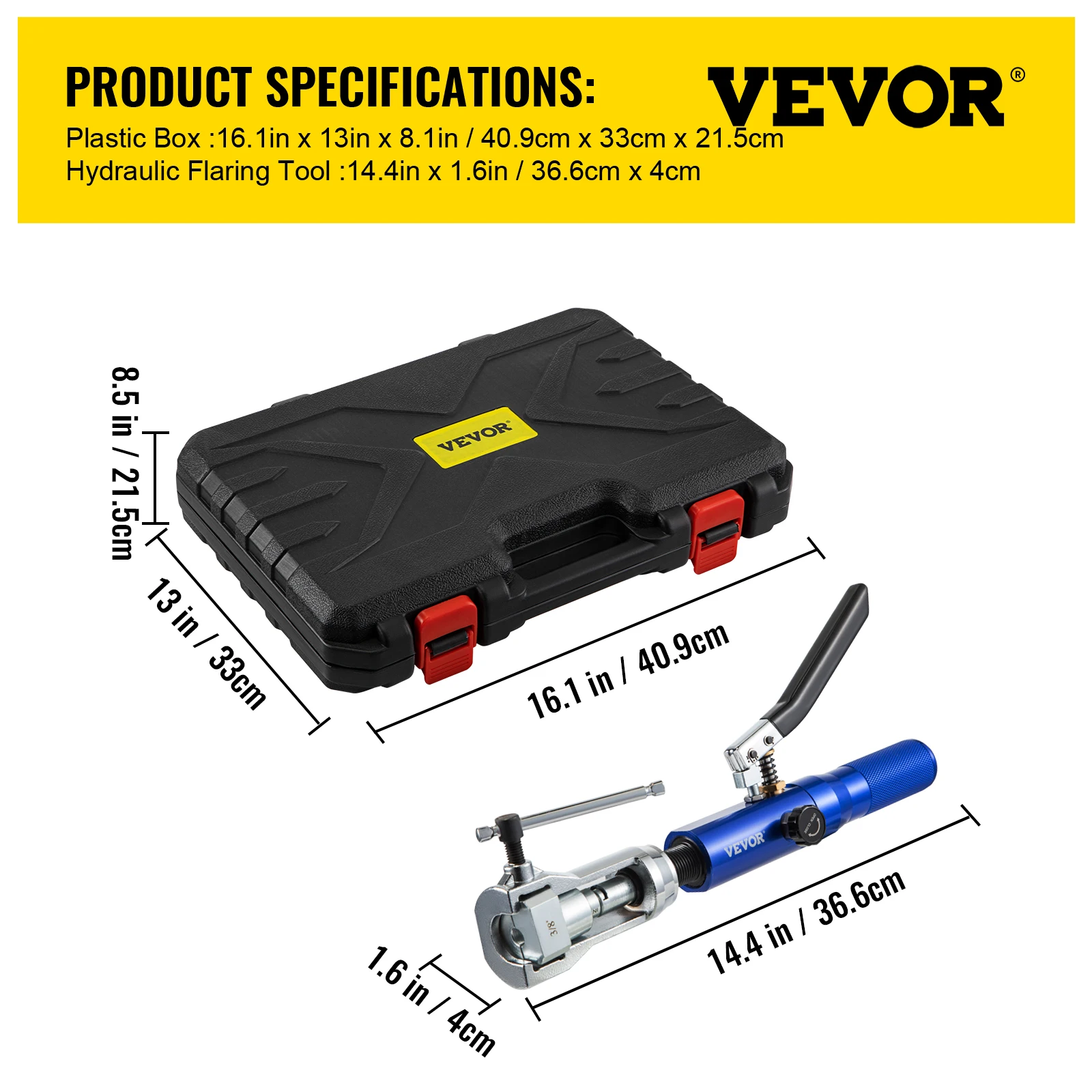 VEVOR Hydraulic Expanding and Double Flaring Tool Kit 45° Soft HVAC Copper Tube Expander 3/16in to 1/2in Brake Flare Repair Tool