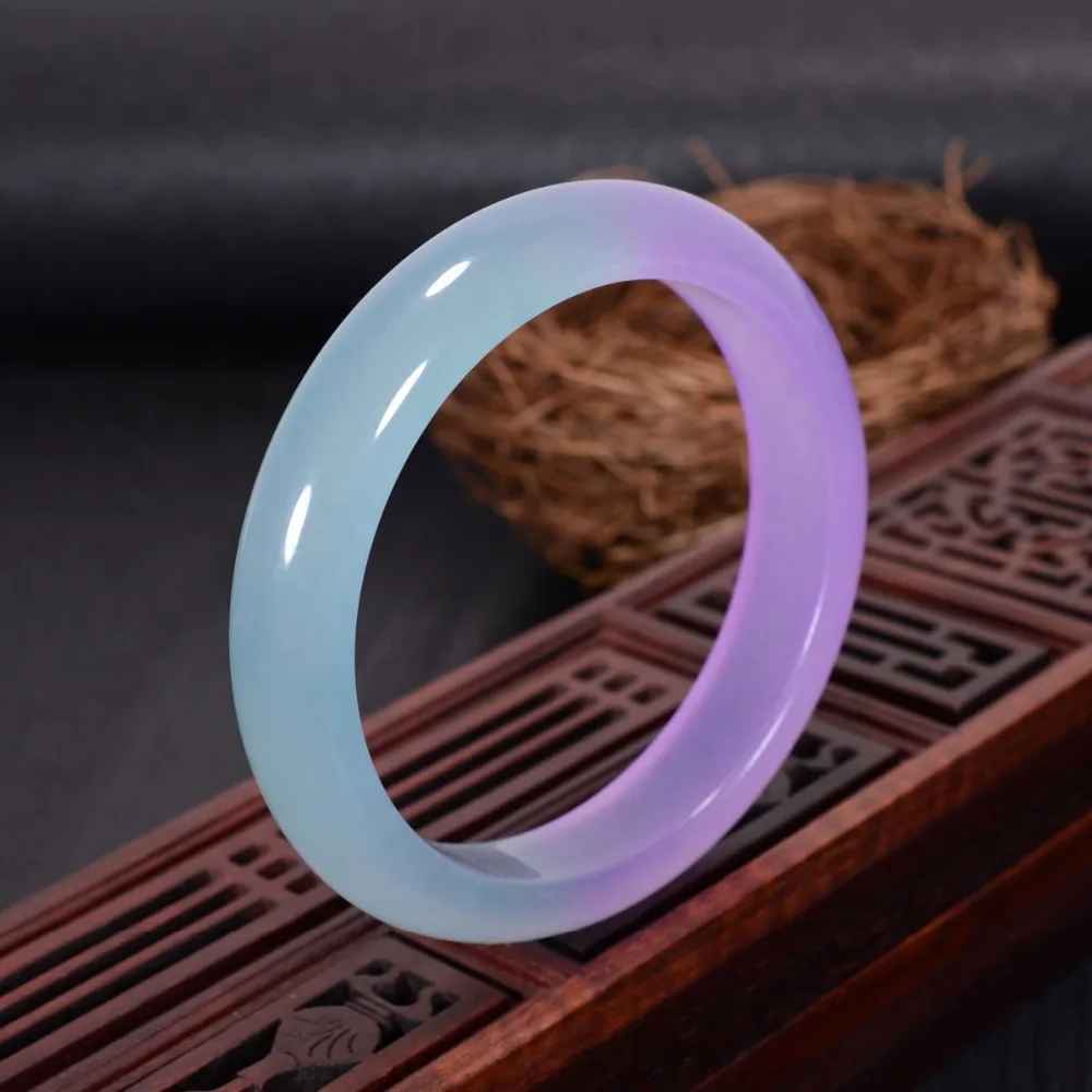 100%Jade Bracelet Wide Cuff Nature Quartzit BEAUTIFUL Purple Charm Sweet Bangle Lucky Jewelry Accessories Gift Attractive Crafts