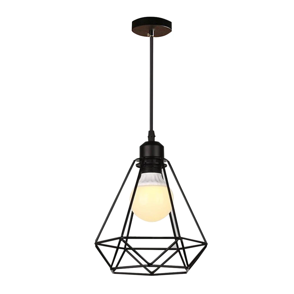 Metal Chandelier Retro E27 Edison Ceiling Light Black Lampshade for Kitchen Restaurant Cafe Restaurant (without light bulb)