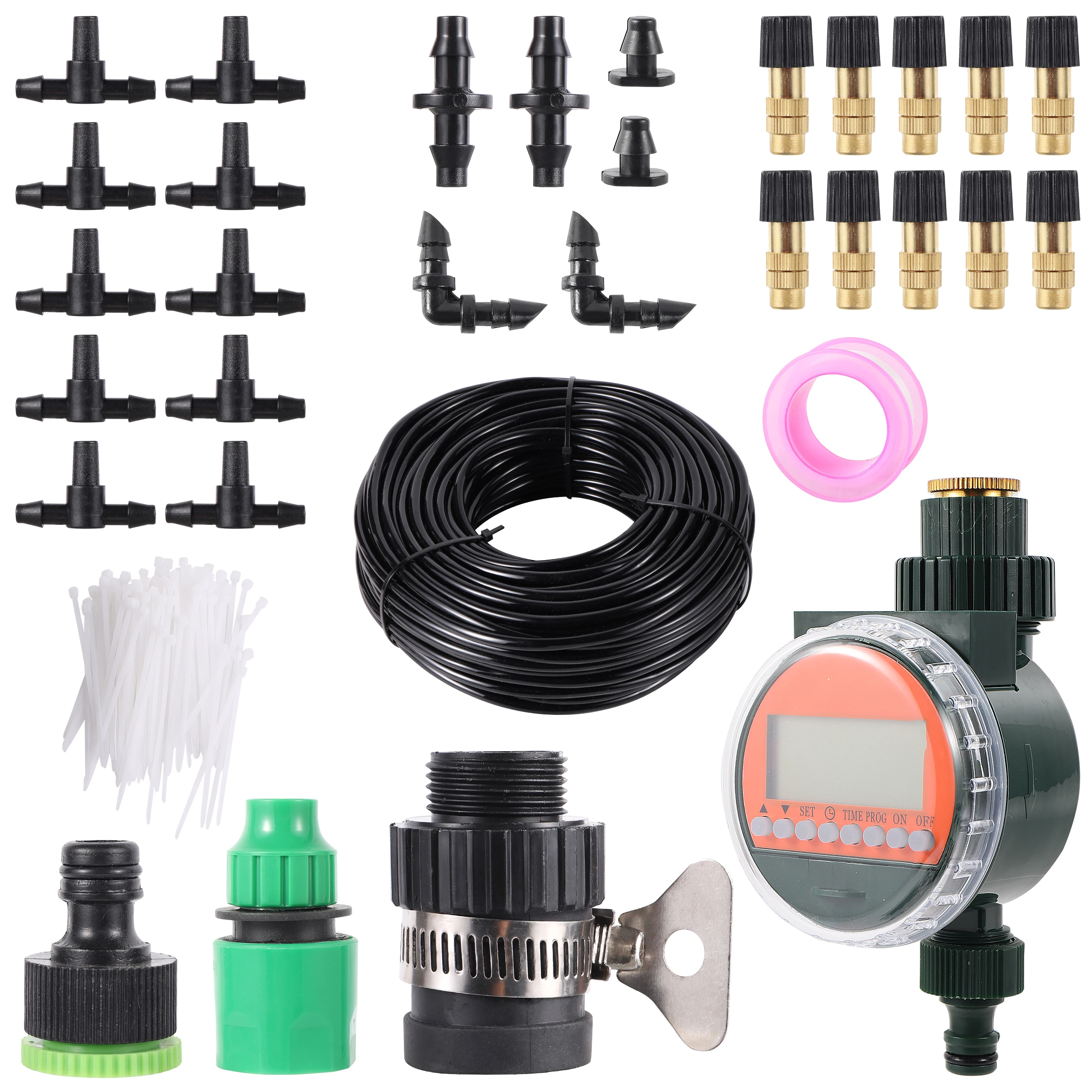 

4/7mm Garden Hose Digital Timer Control Automatic Irrigation System Atomizing Nozzle Lawn Balcony Watering Dripper Kit