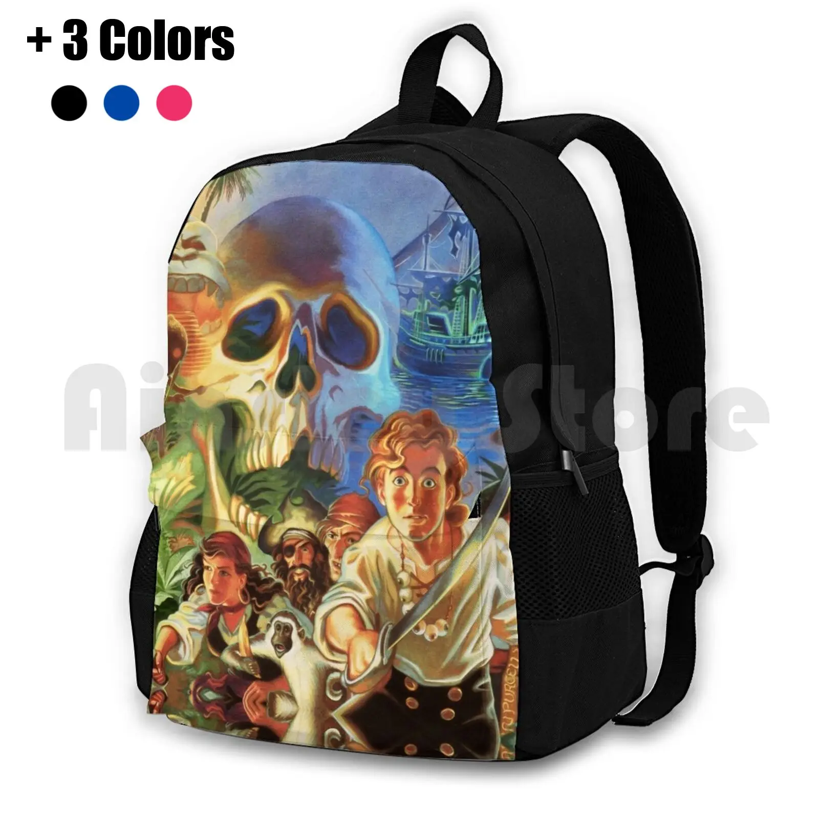 The Secret Of Monkey Island 1 (hoher Kontrast) Outdoor-Wanderrucksack Reiten Klettern Sporttasche Monkey Island Secret Of