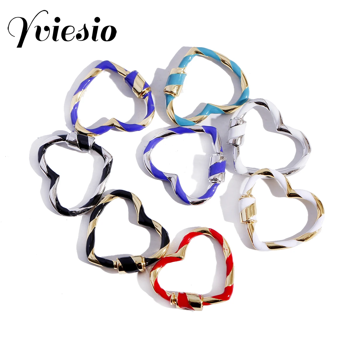 

3pcs/Lot DIY Colorful Heart Screw Locket Accessories Enamel Carabiner Clasps Charms For HandMade Punk Jewellry Making Wholesale