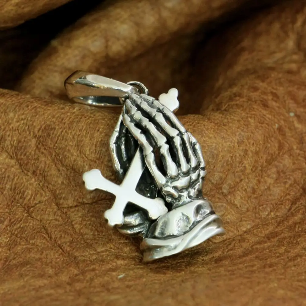 925 Sterling Silver Charms Cross Praying Pendant TA278 BZ