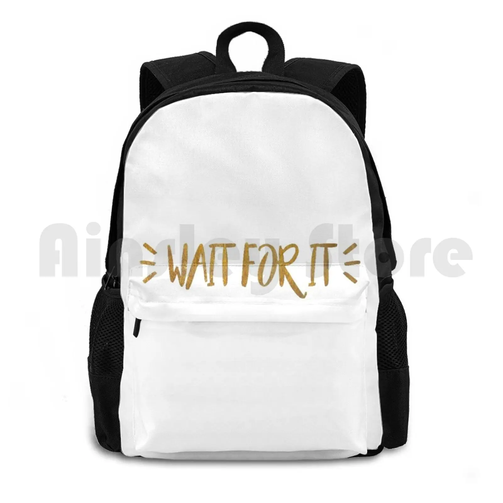 Wait For It Outdoor Hiking Backpack Waterproof Camping Travel Satisfied Renee Elise Goldsberry Lin Manuel Miranda Browdway