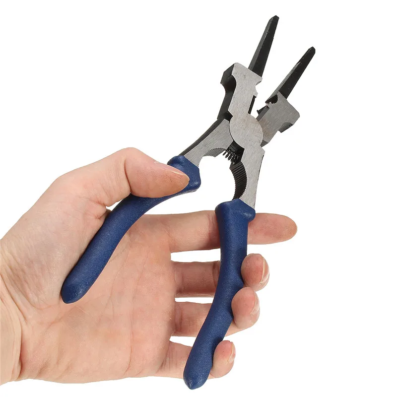 Alicates de soldadura MIG de boca plana, mango aislado de acero al carbono para soplete de soldadura, herramientas multiusos de corte de alambre Mig con resorte
