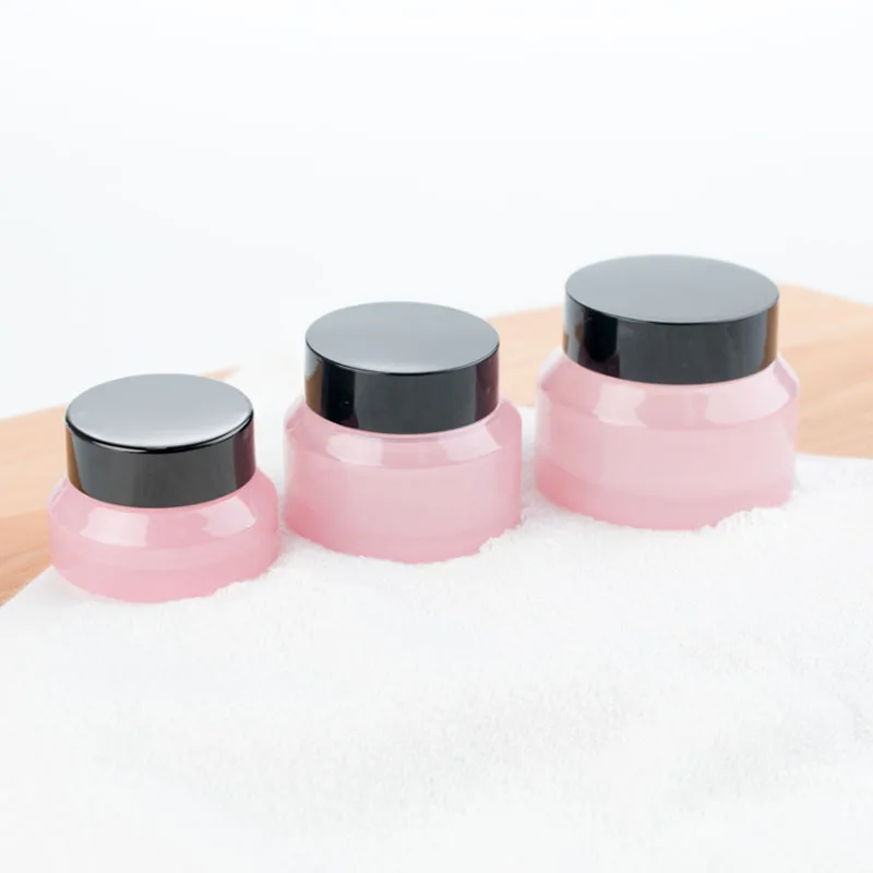 1PCS 15g/30g/50g Empty Pink Glass Cosmetic Facial Cream Bottles Lip Balm Container Jar Sample Vials Travel Amber Makeup Pots