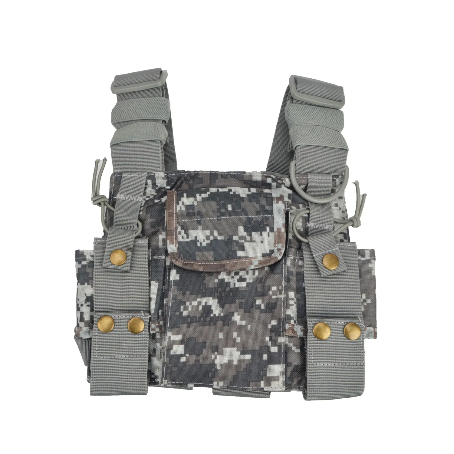 Camouflage Color Universal Nylon Chest Pack with Adjustable Strap for Portable Walkie Talkies