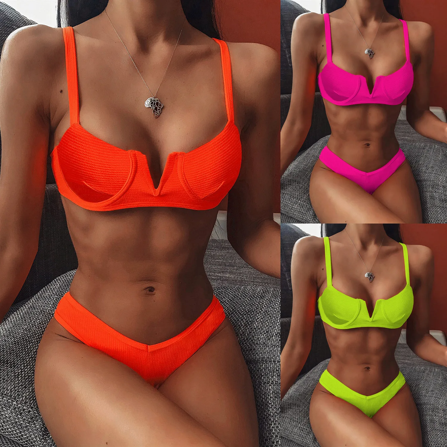 Seksowne Bikini w jednolitym kolorze zestaw niskiej talii stroje kąpielowe kobiety brazylijski strój kąpielowy strój kąpielowy na lato kobiet