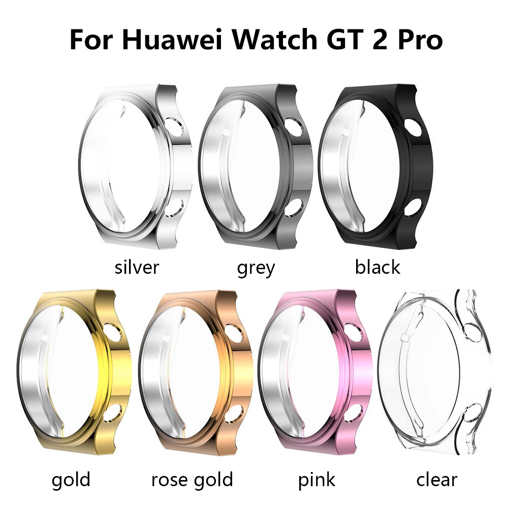 Custodia protettiva per Huawei Watch GT 2 Pro placcatura paraurti per PC con pellicola protettiva per schermo intero in vetro temperato per Huawei GT2 Pro