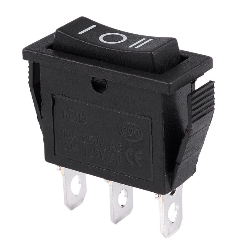 AC15A/250V 20A/125V 3 Pin SPDT ON-OFF-ON 3 Position Snap Rocker Switch