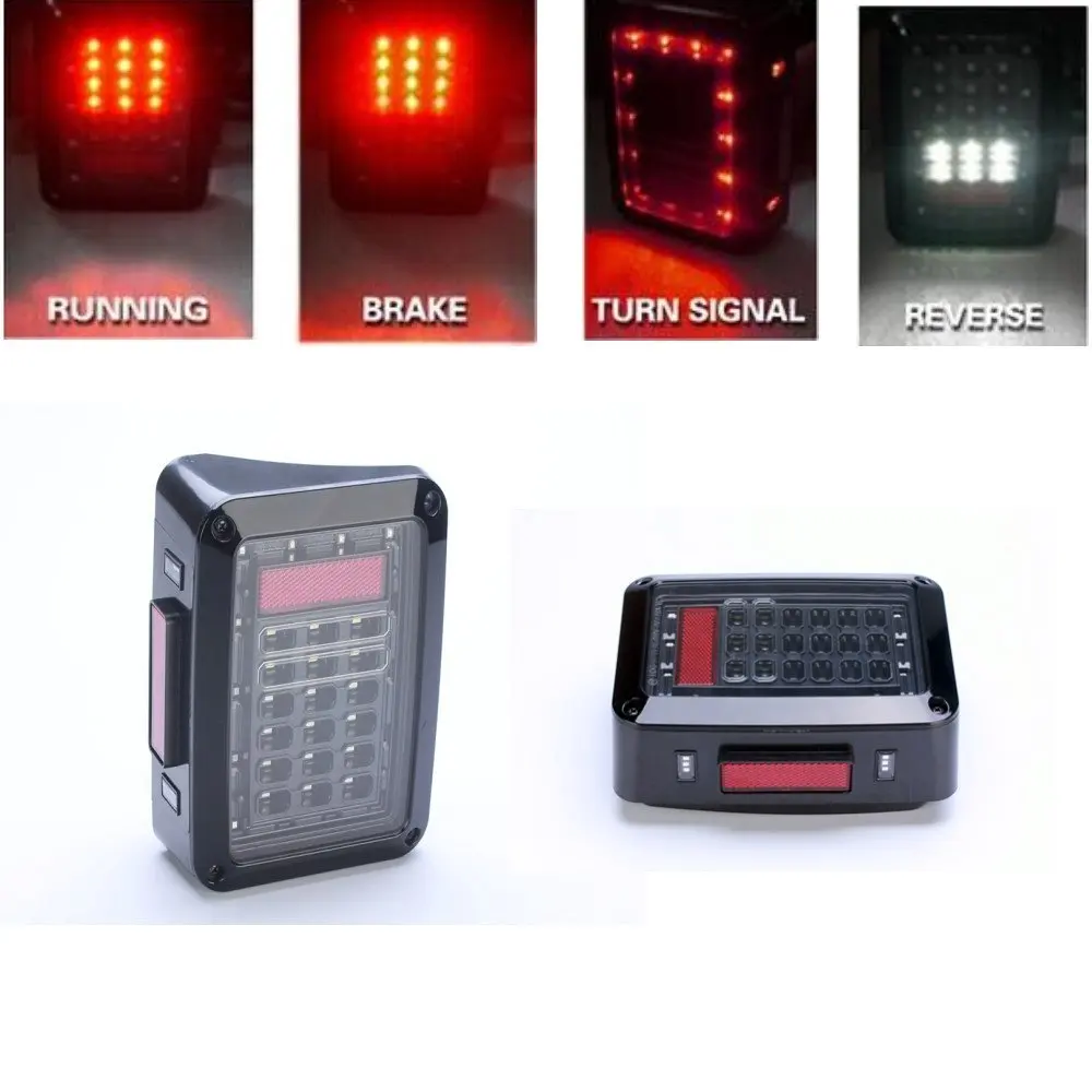 

1 Pair Us Euro Edition Led Brake Tail Lights Assembly With Rear Turn Singal Reverse Lights For J Eep Wrangler Jk 07-17