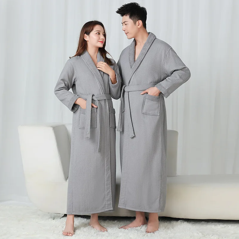 Women Men Winter Extra Long Thick Fleece Warm Bathrobe Luxury Cotton Bath Robe Super Soft Thermal Dressing Gown Sexy Robes