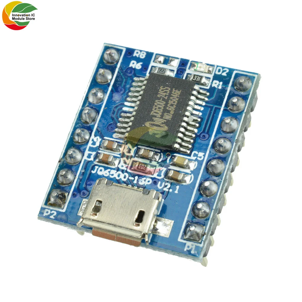 JQ6500 Voice Module Sound Board Micro USB DIP16 TTL UART Replacement 1 Pair of 5-channel MP3 Module Voice Standard 3.2-5V 20mA