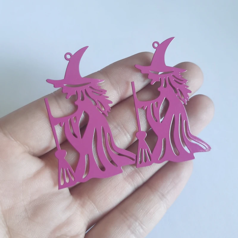 30 Stück AA3594 33*50mm Halloween Schmuckzubehör Hexenanhänger Zauberer-Anhänger Große Ohrring-Accessoires – Detail 2