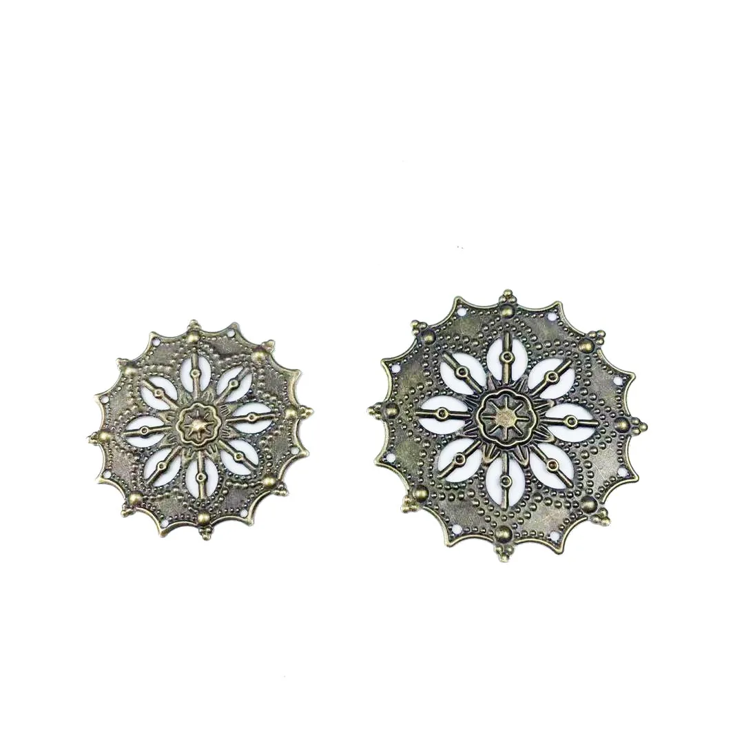 35/48mm 20pcs Wholesale Filigree crafts  Hollow   Embellishments Findings,Jewelry Accessories,Bronze Tone ornaments