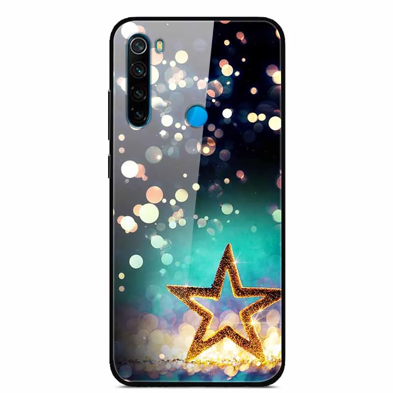 For Xiaomi Redmi Note 8T Case Tempered Glass Cover Print Back Cover Hard Cases For Coque Redmi Note 8 T Note8T Capa Phone Funda