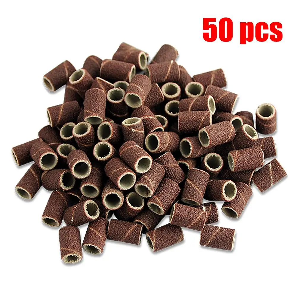 50pcs/lot Sanding Bands Sleeves Electric Polishing Sandpaper circle Sand Nail Art Drill File Salon Tips Tools Dremel Accessories