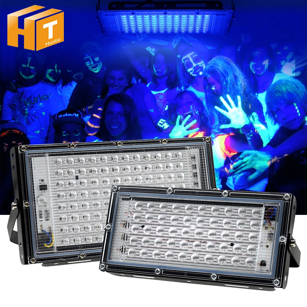 UV LED Floodlight 50W 100W 150W Pro Ultraviolet 395nm Lamp 220V Fluorescent Black Light For Halloween Party prom Haunted house