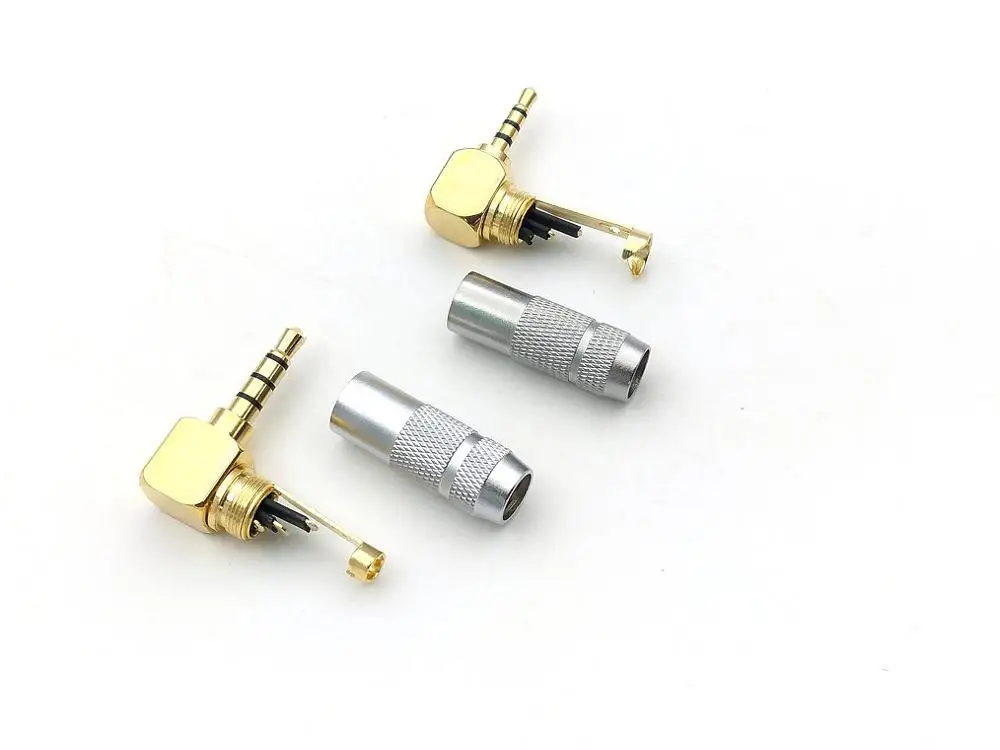 Imagem -02 - Pólo 90 Graus Plug Ângulo Jack Cabo Conector de Solda 50 Peças 2.5 mm 3.5 mm