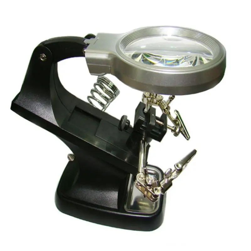 3X Lighted Magnifier Clip-on Table LED Lamp Large Lens Magnifying Glass with Clamp Multi-function type Illuminated Magnifier