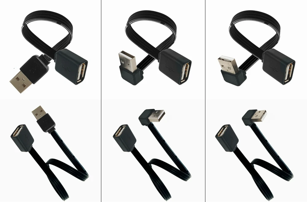 USB 2.0 A Male to Female 90 Angled Extension Adaptor cable USB2.0 male to female right/left/down/up Black cable cord