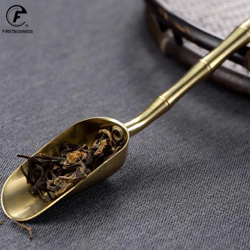 Brass Copper Dinnerware Set Spoon Tea Spoon Dessert Coffee Ice Cream Spoons Kitchen Accessories Bar Tools New Bamboo Creative