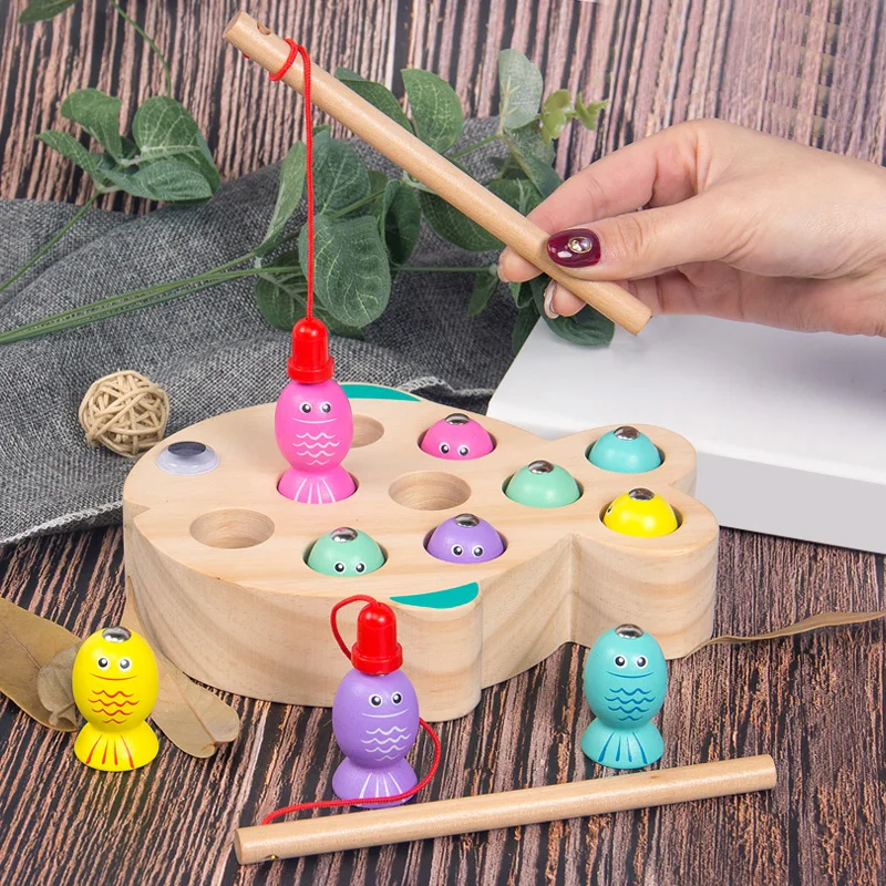 Jeu de pêche magnétique 3D Montessori en bois pour bébé, jouets éducatifs pour enfants, cadeau d'anniversaire et de noël