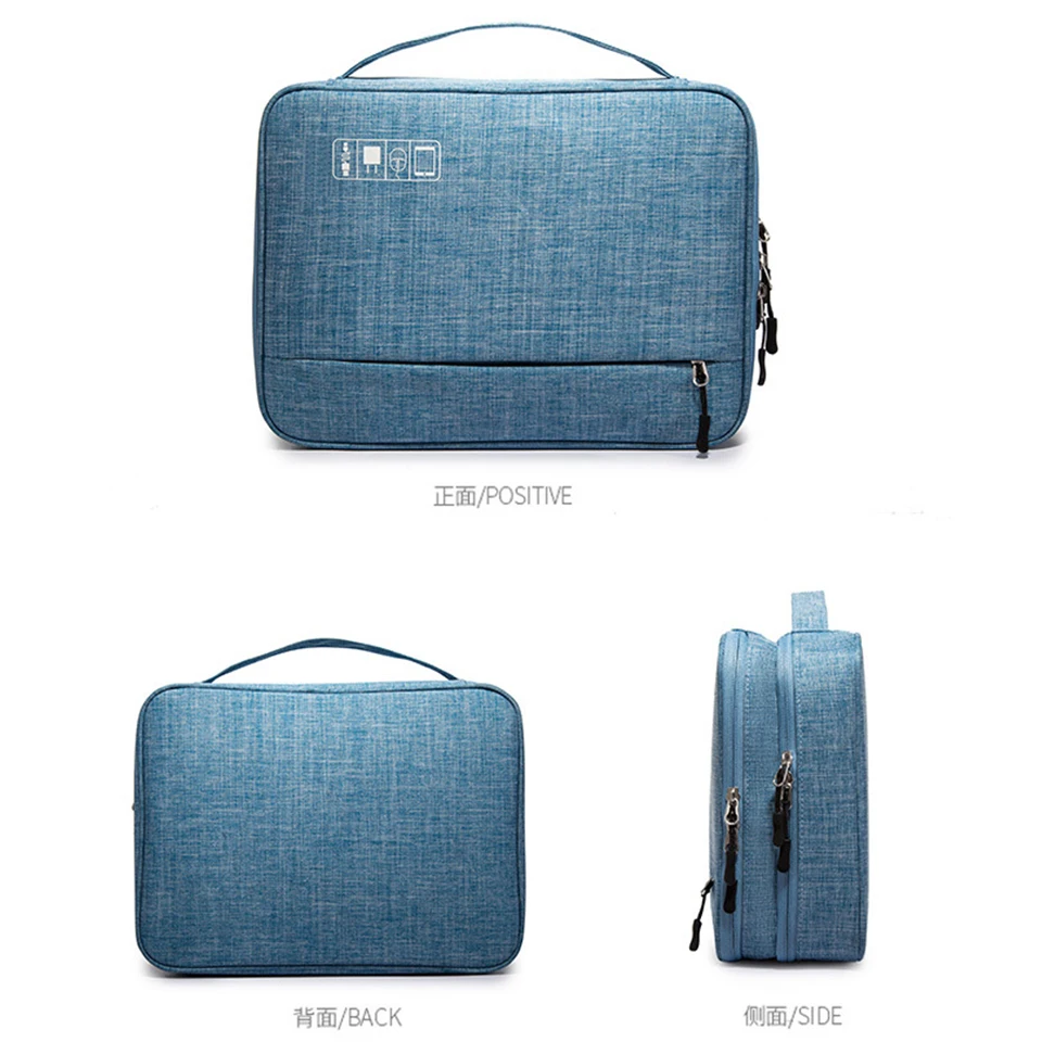 Bolsa de juego de accesorios electrónicos de doble capa, estuche organizador portátil para iPad, discos duros, Cables, h