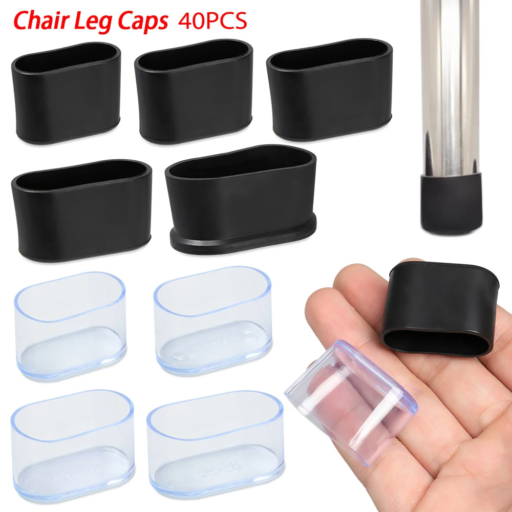 4pcs Non-Slip Oval Chair Leg Caps Feet Protector Pads Silicone Furniture Table Covers Socks Dust Cover Leveling Feet Round Botto