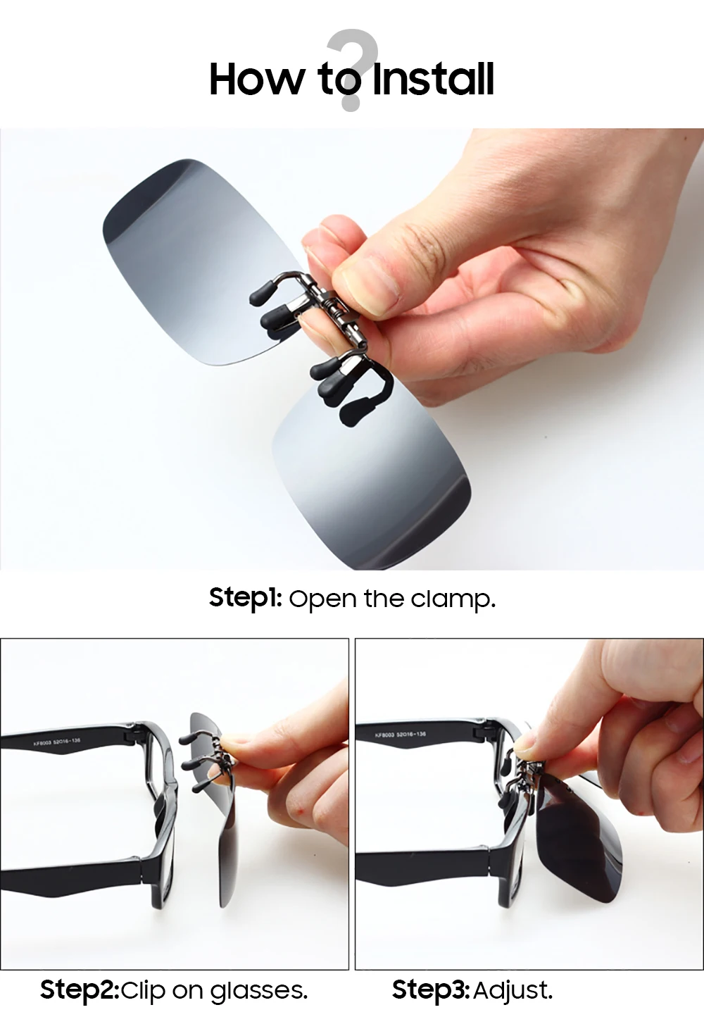 VIVIBEE Spiegel Blau Flip Up Clip auf Sonnenbrille Angeln Männer Quadratische Polarisierte Linse Metall Nachtsicht Fahren UV400 Frauen Gläser – Detail 5