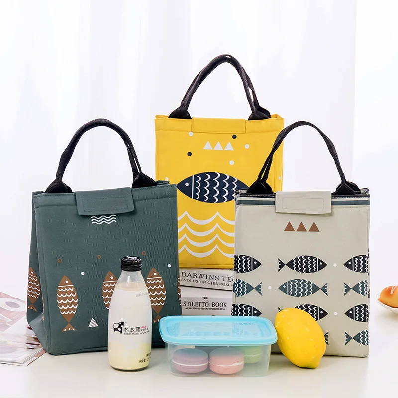 Baby Cooler Lunch Bag Fashion Cute Fish Multicolor Bags Women Waterpr Hand Pack Thermal Portable Picnic Travel Breakfast Box