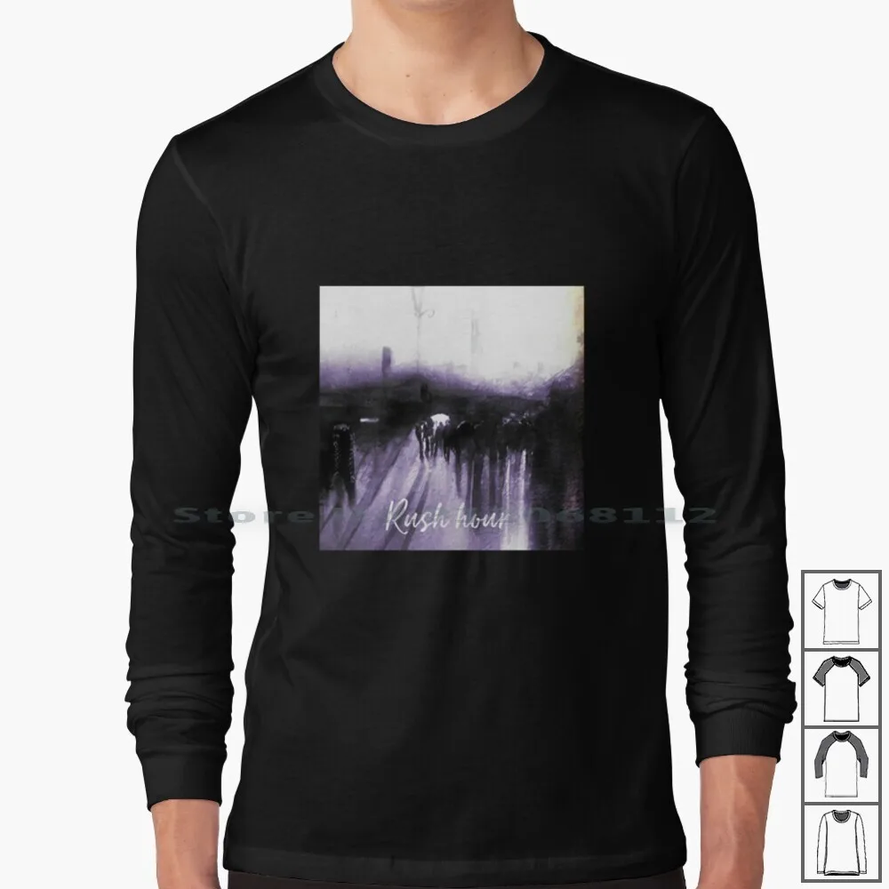 Long Sleeve T Shirt Abstract Paris Paris In The Rain Umbrella Wet City Watercolours French France Parisian Trevor Partridge