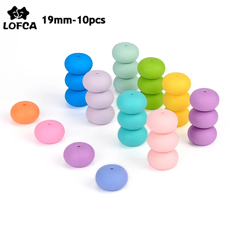 LOFCA 19mm Silicone Abacus Beads 10pc Children Handmade DIY Toy Food Grade Silicone Abacus Necklace Pearl Silicone Teething