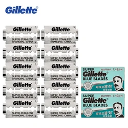 Gillette-Lâminas de barbear de aço inoxidável para homens, super azul, barbeador de borda dupla, 5 lâminas ou 10 lâminas