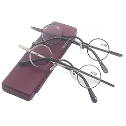 iboode Vintage Mini Round Reading Glasses Men Women Metal Full Frame Presbyopic Eyeglasses Diopter +1.0 +1.5 +2.0 +3.0 +3.5