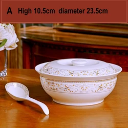 Round ceramic soup pot with lid product pot soup pot dish set Noodle bowl creative large household soup bowl