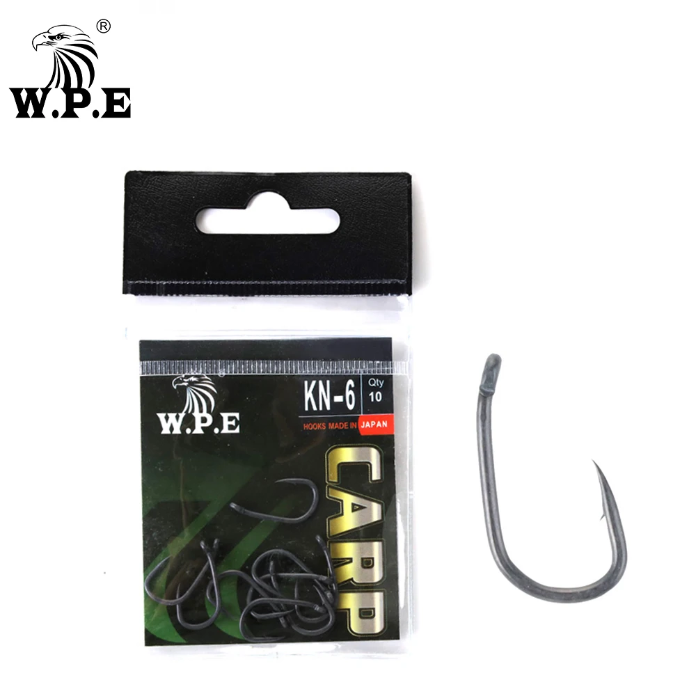 

W.P.E Brand 30pcs/lot Coated High Carbon Steel Fishing Hook 4# 6# 8# 10# Barbed Fishhooks Carp Fishing Tackle from Japan