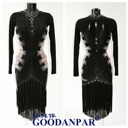 new black Latin dance dress lady for women latin dance costume sexy latin wear for competition Long Sleeve Custom-made GOODANPAR