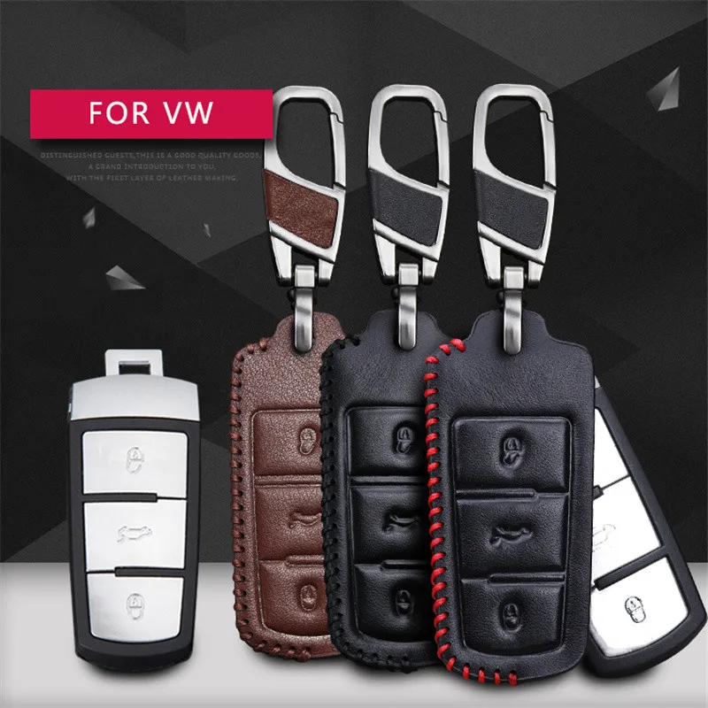 Leather Keychain Car Styling Key Case Cover For Volkswagen VW CC Passat B6 B7 Maogotan R36 B7L Car Accessories Key Case Cover