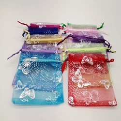 100Pcs 15x20 17x23 20x30 Big Butterfly Organza Bags Butterfly Draw String Gift Bag for Jewelry Packing Bag Storage Display Pouch