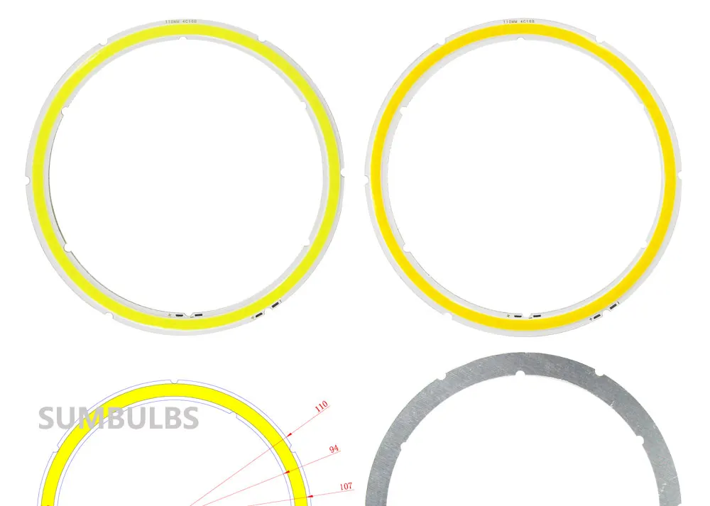 2W-12W Angel Eyes LED COB Light Source Annual Shape 12V DC 20mm-120mm COB Ring LED Cold Warm White Light Source for DIY Bulb