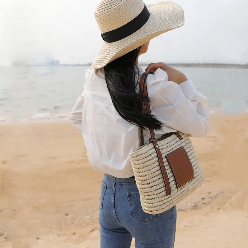 2021 ladies handbag straw woven shoulder bag summer beach big wallet casual large capacity handbag raffia bag designer