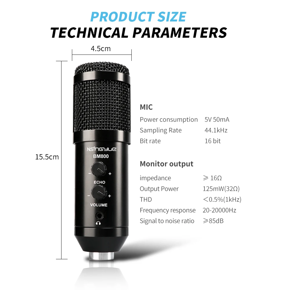 USB microph számára Számítógépes Játék, Besűrít mic vel Ekhó valamint Megfigyelő, számára PC Notebook Stúdió Hangfelétel Vízhozam, dugasz majd Műkődés