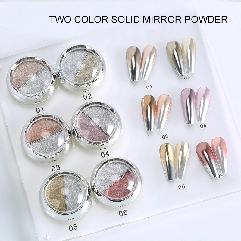 1กล่อง Solid Mirror Rose Gold Silver Metallic เล็บ Chrome Pigment ผงฝุ่นเล็บสำหรับเล็บ UV เจล