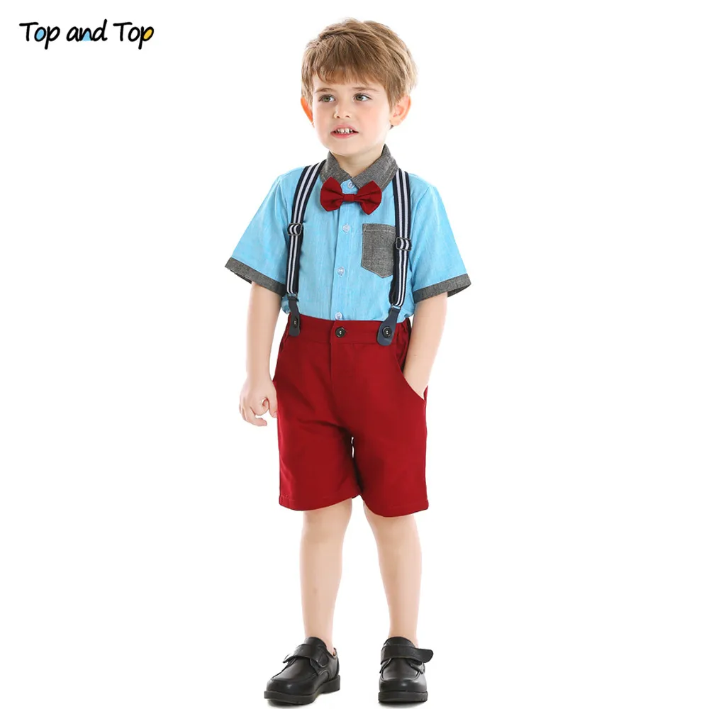 Top and Top New Arrival Fashion Summer Children Boys Clothes Sets Boy Gentleman 2Pcs Clothes Suit for Wedding and Party