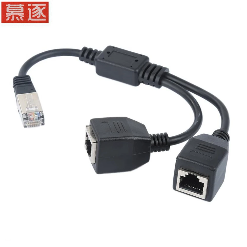 1 Male to 2 Female 2 Ways RJ45 Ports Ethernet Network Splitter Connector Extension Cables Router LAN Double Ports Plug Adapter