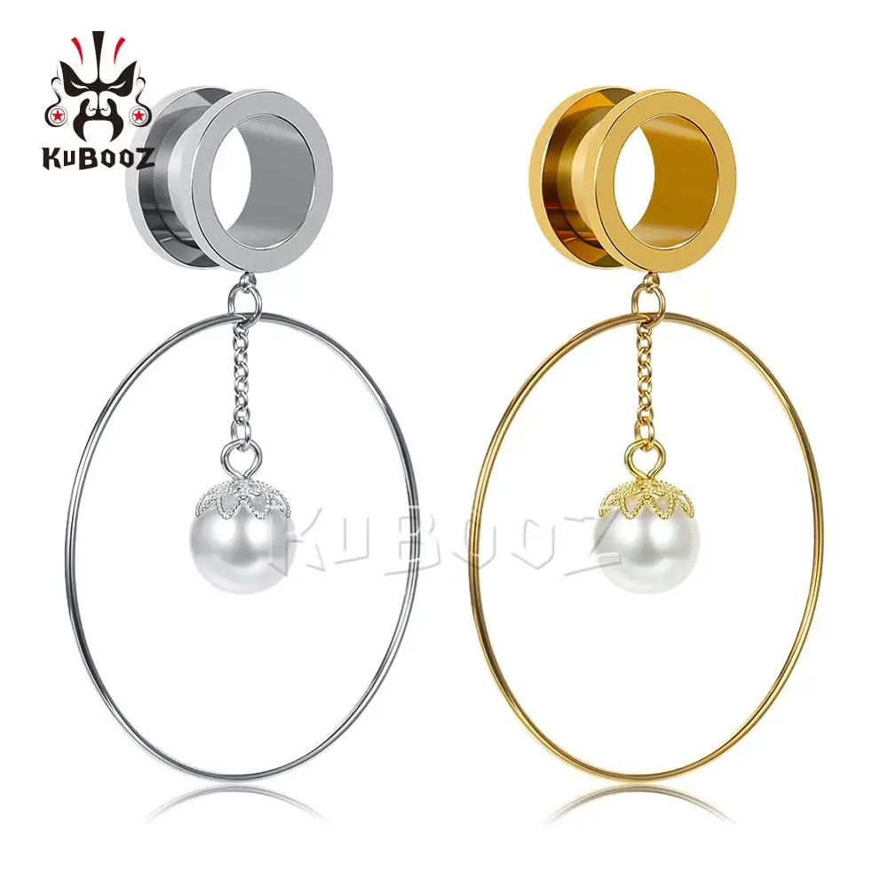 

Wholesale Price Stainless Steel Pearl Hoop Earring Gauges Piercing Body Ear Plugs Tunnels Expanders Stretchers 40PCS