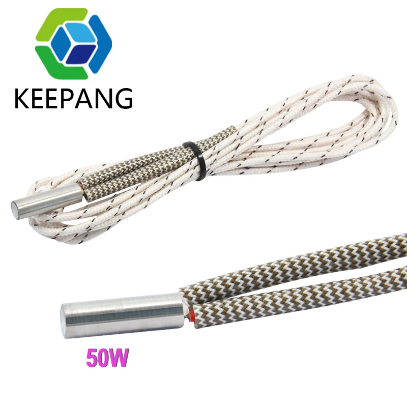 

Kee Pang High Quality 1M/2M 12V 24V 50W Cartridge Heater 3D Printer Parts 6*20mm Heating tube for V6 Hotend Volcano MK8 MK9